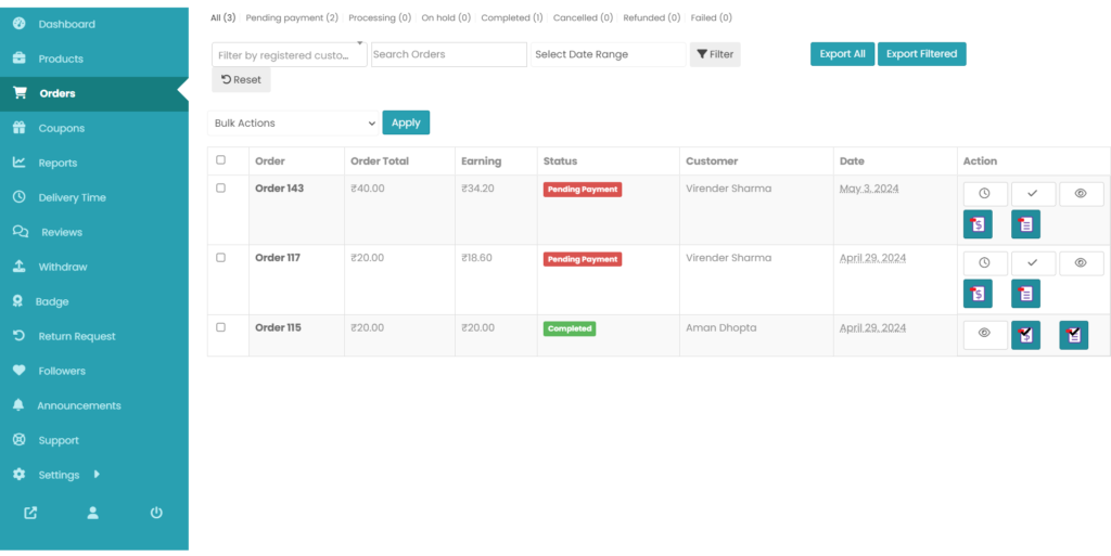 manage order